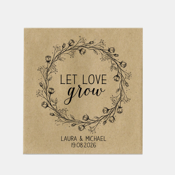 Personalised Wedding Seed Packet Favours | Kraft Press & Seal Envelopes | Names & Date | 70% Recycled (Copy) - Sticksy Prints Australia