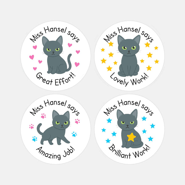 Russian Blue Cat Teacher Reward Stickers – Classroom Motivation & Praise