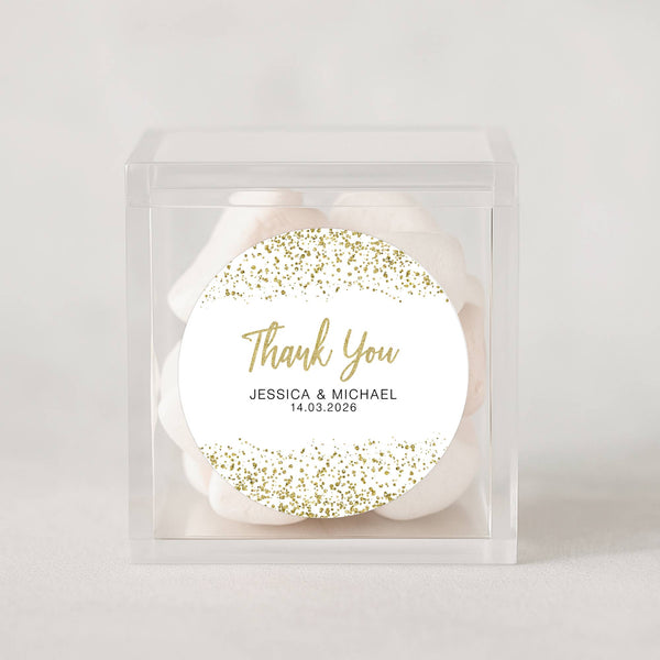 Personalised Gold Glitter Thank You Wedding Stickers