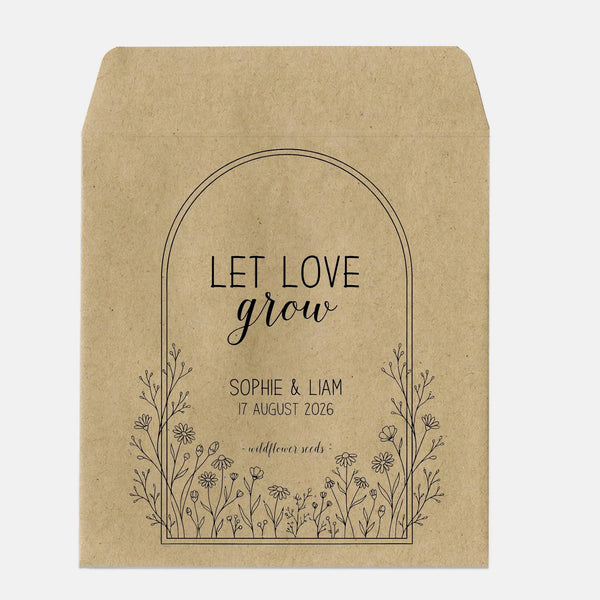 Personalised Wedding Seed Packets Favours | Kraft Press & Seal Envelopes | Names & Date | 70% Recycled - Sticksy Prints Australia