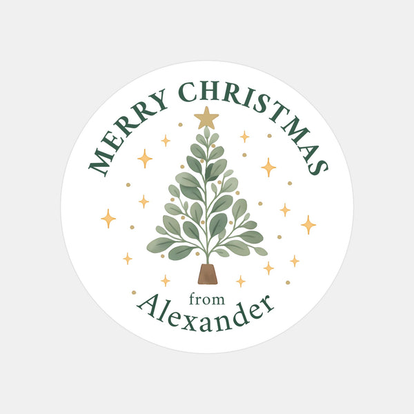 Eucalyptus Christmas Tree Stickers Custom Name Labels