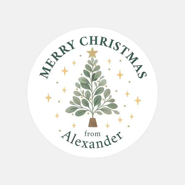 Eucalyptus Christmas Tree Stickers Custom Name Labels - Sticksy Prints Australia