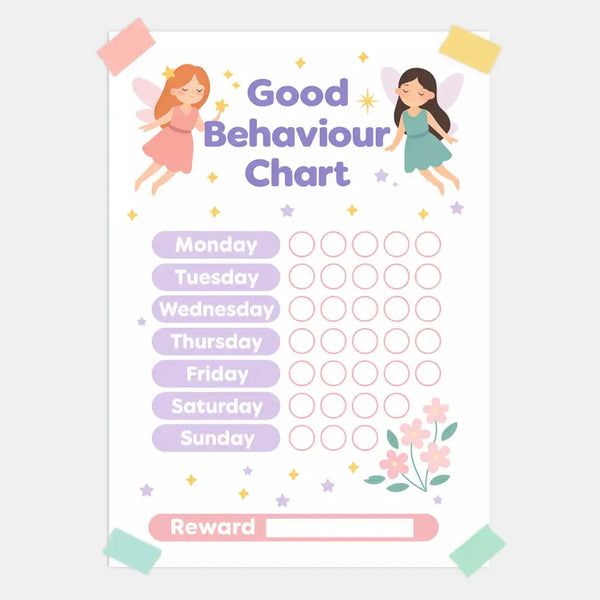 Fairy Good Behaviour Chart for Kids – Printable (A4) - Sticksy Prints Australia