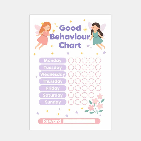 Fairy Good Behaviour Chart for Kids – Printable (A4) - Sticksy Prints Australia
