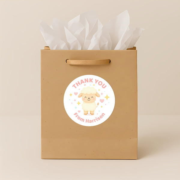Farm Animal Thank You Stickers – Horse Sheep Chick & Cow | Personalised Party Favour Labels
