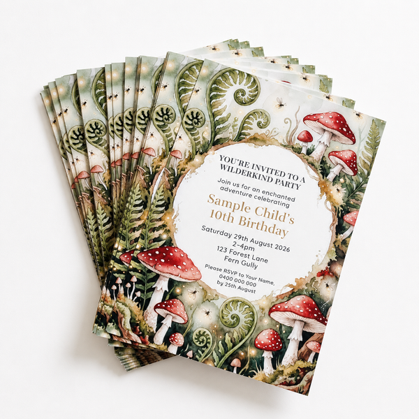 Wilderkind-Inspired Enchanted Forest Birthday Invitation Printed