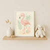 Flamingo Nursery Wall Art Print | Tropical Animal Watercolour | Digital Download