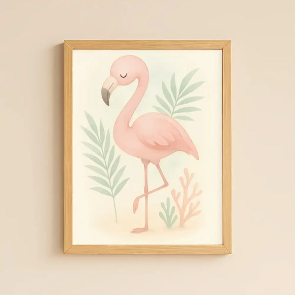 Flamingo Nursery Wall Art Print | Tropical Animal Watercolour | Digital Download - Sticksy Prints Australia