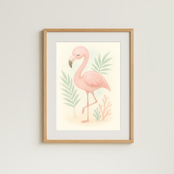 Flamingo Nursery Wall Art Print | Tropical Animal Watercolour | Digital Download