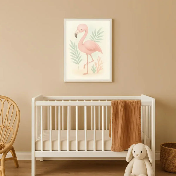 Flamingo Nursery Wall Art Print | Tropical Animal Watercolour | Digital Download - Sticksy Prints Australia