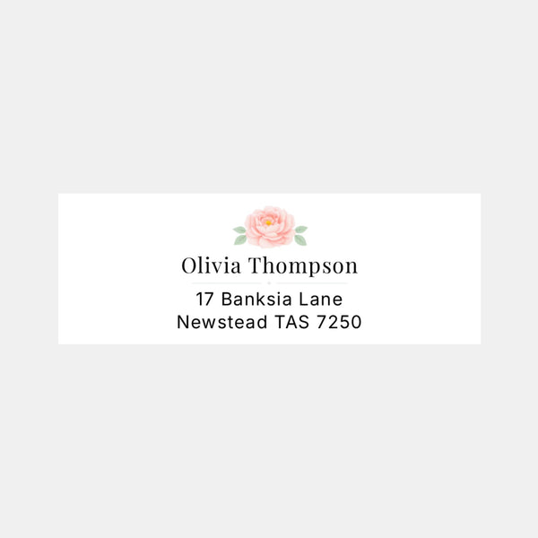 Floral Peony Personalised Address Labels 75 × 25 mm | Blush Wedding Return Address Stickers