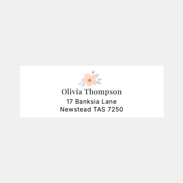 Floral Personalised Address Labels 70 × 25 mm | Blush Flower Return Address Stickers - Sticksy Prints Australia