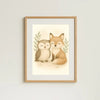 Fox and Owl Nursery Wall Art Print | Woodland Animal Watercolour | Digital Download - Sticksy Prints Australia