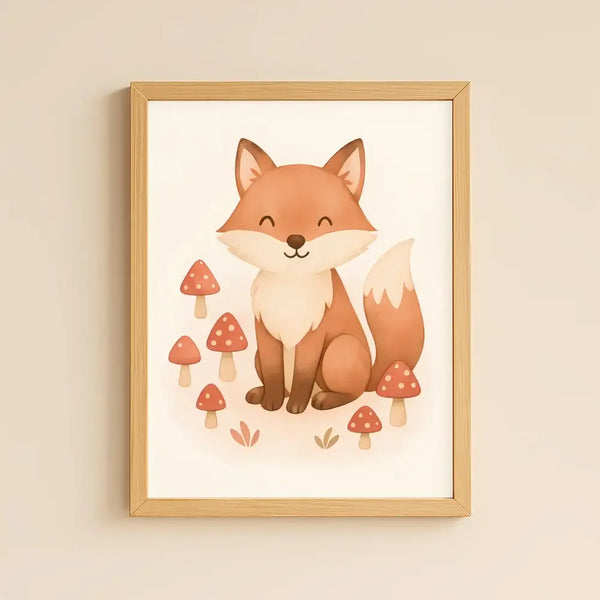 Fox Nursery Wall Art Print – Woodland Animal Watercolour (Digital Download) - Sticksy Prints Australia