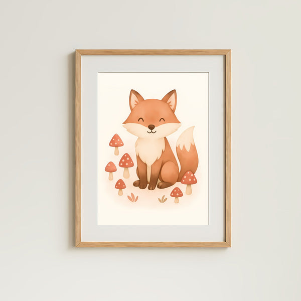 Fox Nursery Wall Art Print – Woodland Animal Watercolour (Digital Download)