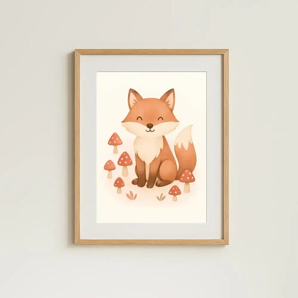 Fox Nursery Wall Art Print – Woodland Animal Watercolour (Digital Download) - Sticksy Prints Australia