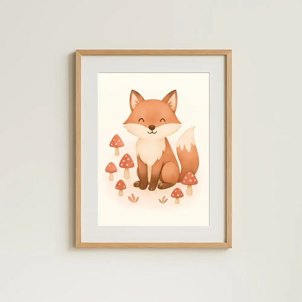 Fox Nursery Wall Art Print – Woodland Animal Watercolour (Digital Download)