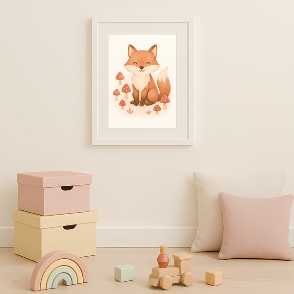 Fox Nursery Wall Art Print – Woodland Animal Watercolour (Digital Download)