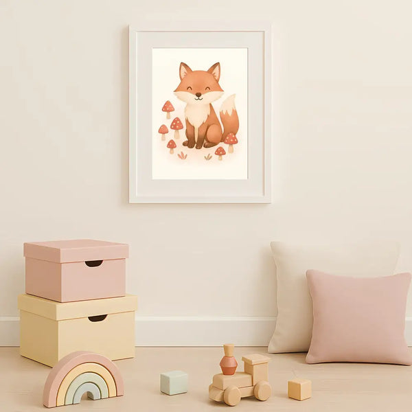 Fox Nursery Wall Art Print – Woodland Animal Watercolour (Digital Download)