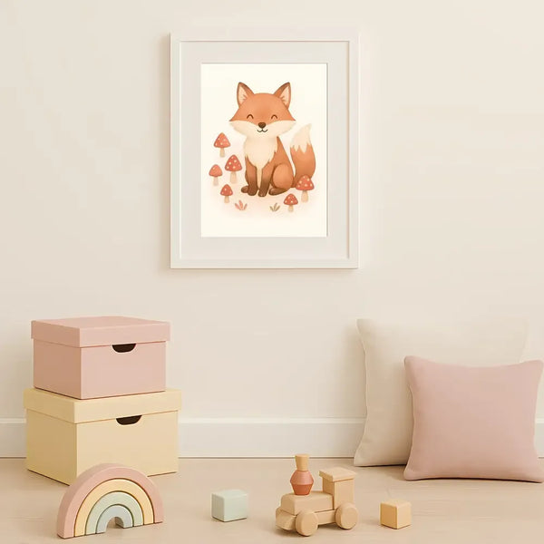 Fox Nursery Wall Art Print – Woodland Animal Watercolour (Digital Download) - Sticksy Prints Australia