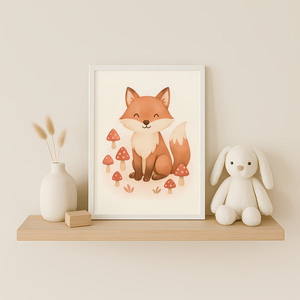 Fox Nursery Wall Art Print – Woodland Animal Watercolour (Digital Download)