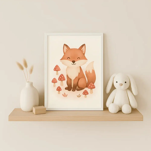 Fox Nursery Wall Art Print – Woodland Animal Watercolour (Digital Download)