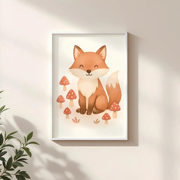 Fox Nursery Wall Art Print – Woodland Animal Watercolour (Digital Download)