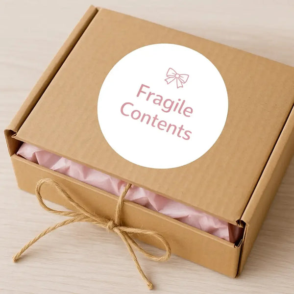 Fragile Contents Stickers | Pink Bow Packaging Labels | Small Business Shipping Stickers Australia - Sticksy Prints Australia