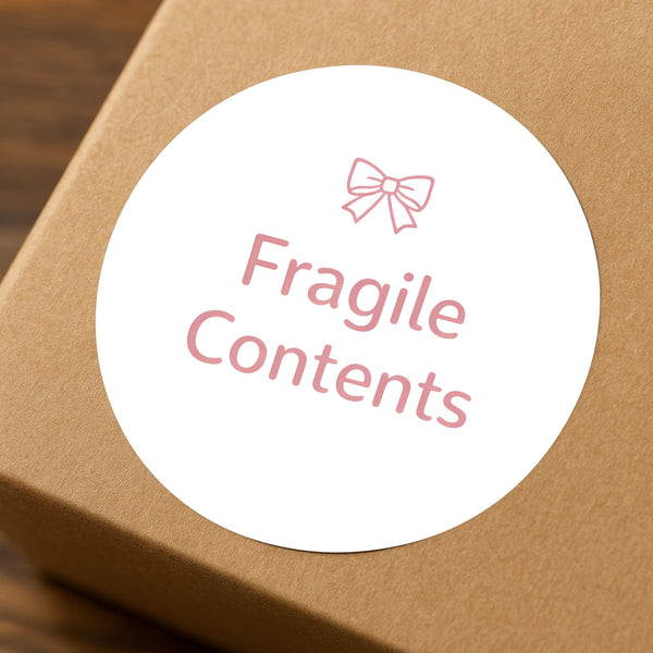 Fragile Contents Stickers | Pink Bow Packaging Labels | Small Business Shipping Stickers Australia