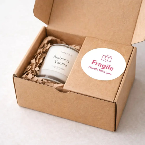 Fragile Handle With Care Stickers | Pink Packaging Labels for Small Business & Orders - Sticksy Prints Australia