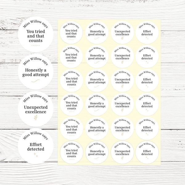 Funny Teen Behaviour Reward Stickers – Personalised Minimalist Teacher Stickers for Classroom Motivation