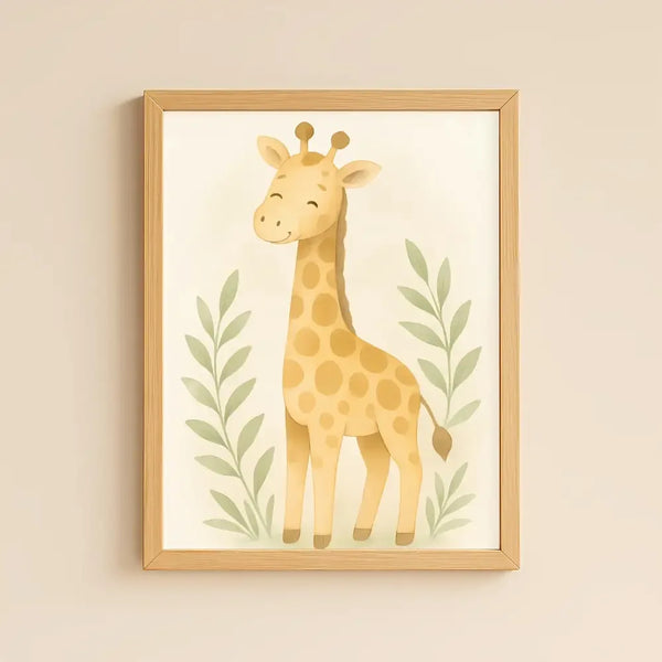 Giraffe Nursery Wall Art Print | Safari Animal Watercolour | Digital Download - Sticksy Prints Australia