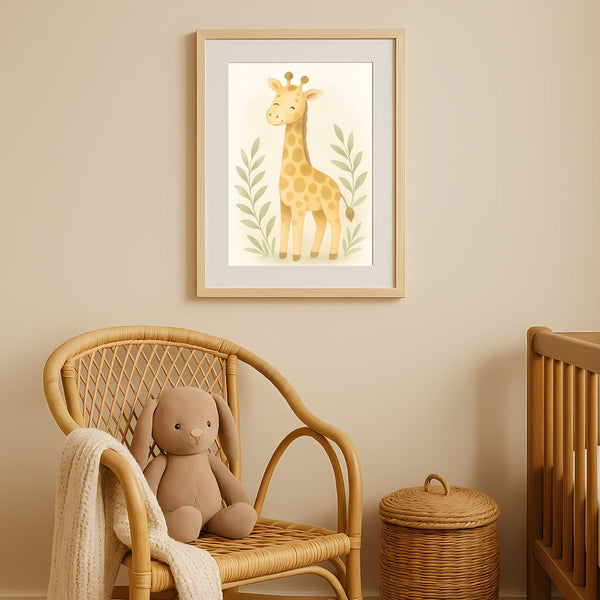 Giraffe Nursery Wall Art Print | Safari Animal Watercolour | Digital Download