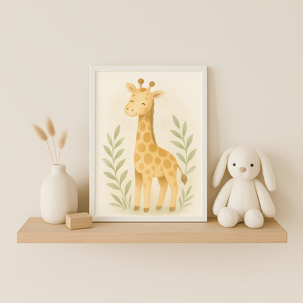Giraffe Nursery Wall Art Print | Safari Animal Watercolour | Digital Download