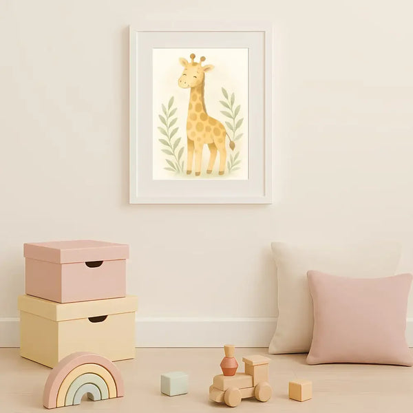 Giraffe Nursery Wall Art Print | Safari Animal Watercolour | Digital Download - Sticksy Prints Australia