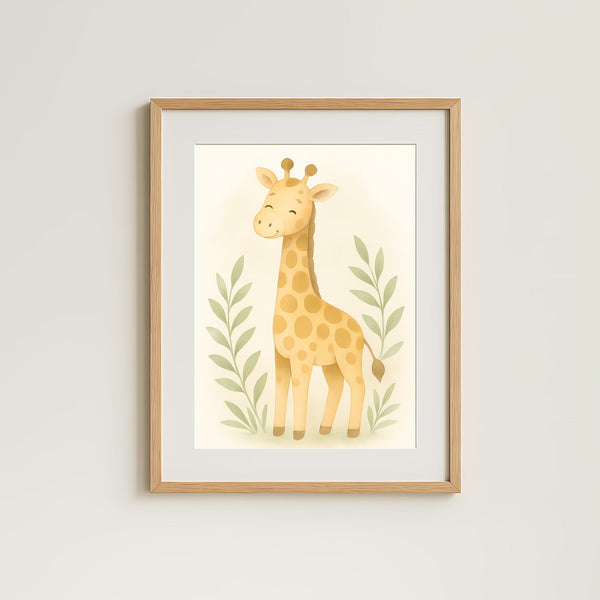 Giraffe Nursery Wall Art Print | Safari Animal Watercolour | Digital Download