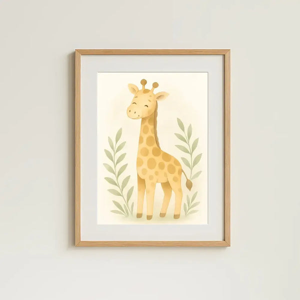 Giraffe Nursery Wall Art Print | Safari Animal Watercolour | Digital Download - Sticksy Prints Australia