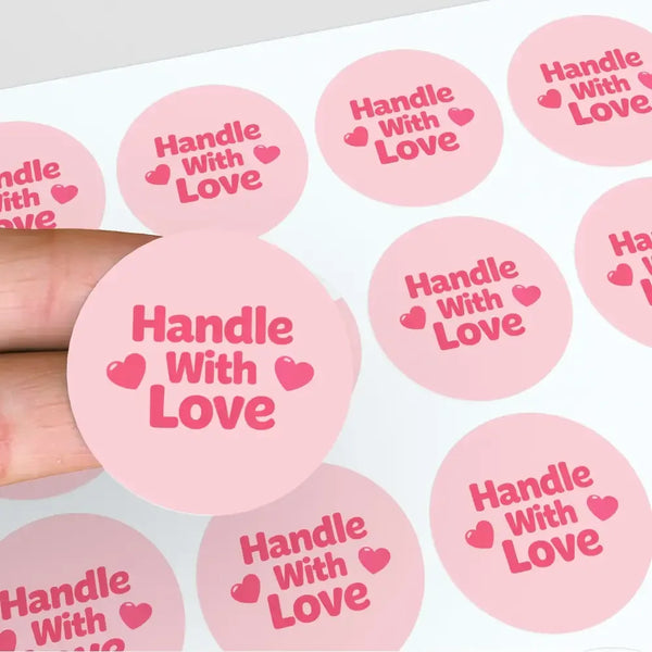 Handle With Love Stickers | Cute Fragile Parcel Labels for Small Businesses - Sticksy Prints Australia