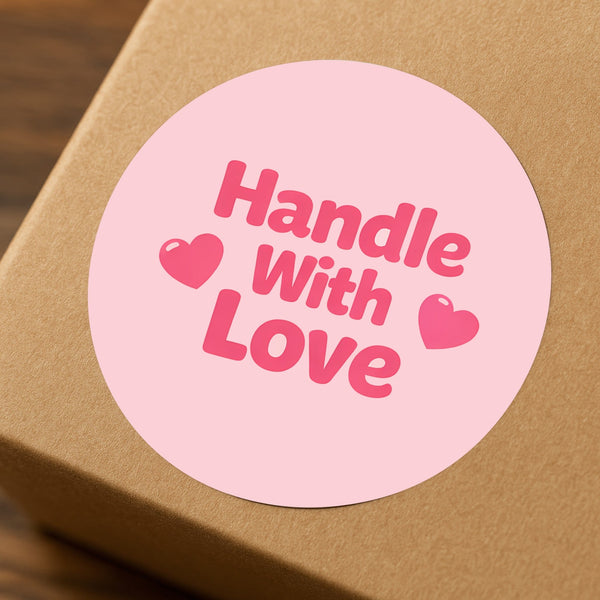 Handle With Love Stickers | Cute Fragile Parcel Labels for Small Businesses