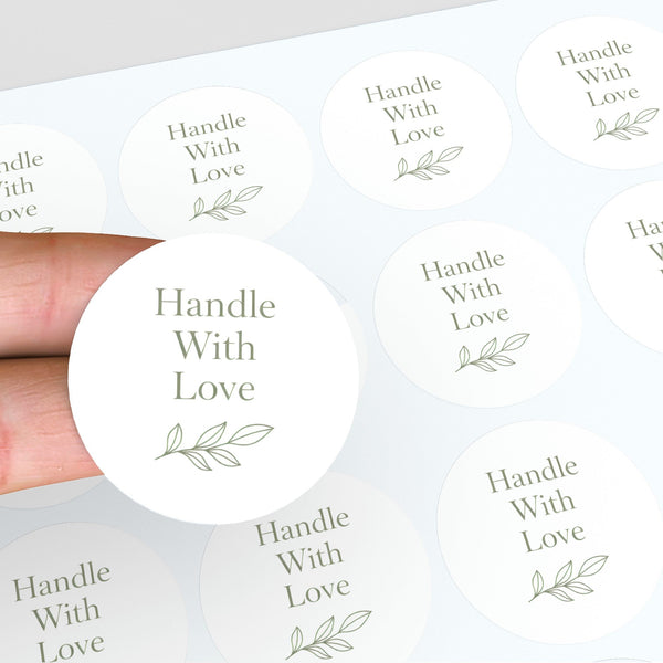 Handle With Love Stickers | Elegant Packaging Labels for Handmade & Boutique Orders