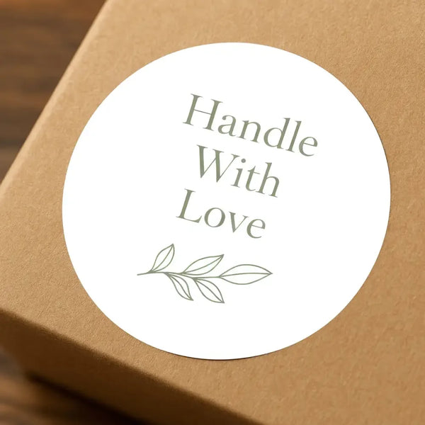 Handle With Love Stickers | Elegant Packaging Labels for Handmade & Boutique Orders - Sticksy Prints Australia
