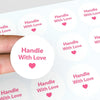 Handle With Love Stickers | Pink Thank You Packaging Labels for Small Business - Sticksy Prints Australia
