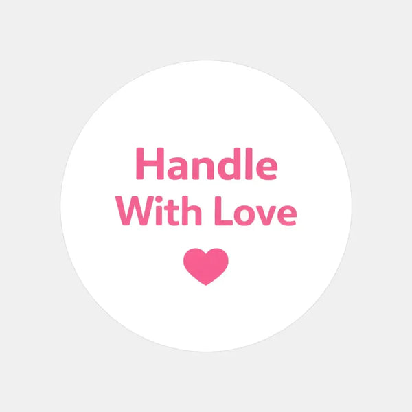 Handle With Love Stickers | Pink Thank You Packaging Labels for Small Business - Sticksy Prints Australia