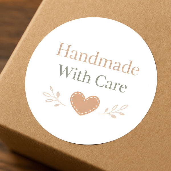 Handmade With Care Stickers | Small Business Packaging Labels | Neutral Handmade Stickers Australia