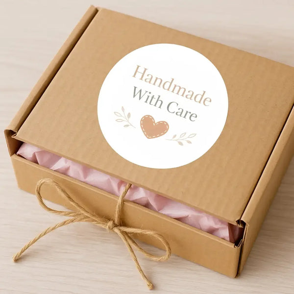 Handmade With Care Stickers | Small Business Packaging Labels | Neutral Handmade Stickers Australia - Sticksy Prints Australia