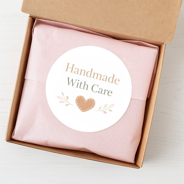 Handmade With Care Stickers | Small Business Packaging Labels | Neutral Handmade Stickers Australia