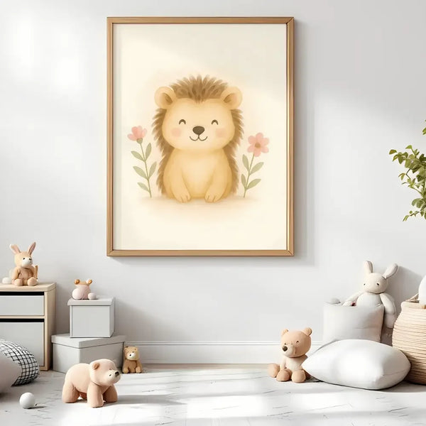 Hedgehog Nursery Wall Art Print | Woodland Animal Watercolour | Digital Download - Sticksy Prints Australia