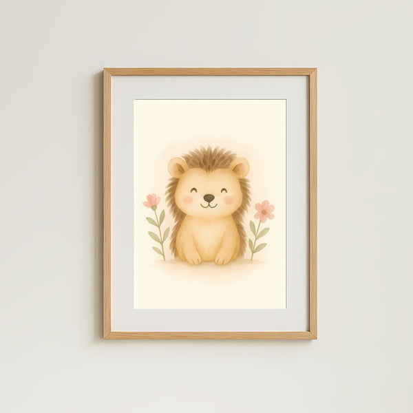 Hedgehog Nursery Wall Art Print | Woodland Animal Watercolour | Digital Download