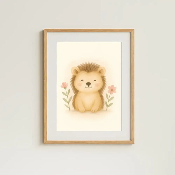 Hedgehog Nursery Wall Art Print | Woodland Animal Watercolour | Digital Download - Sticksy Prints Australia
