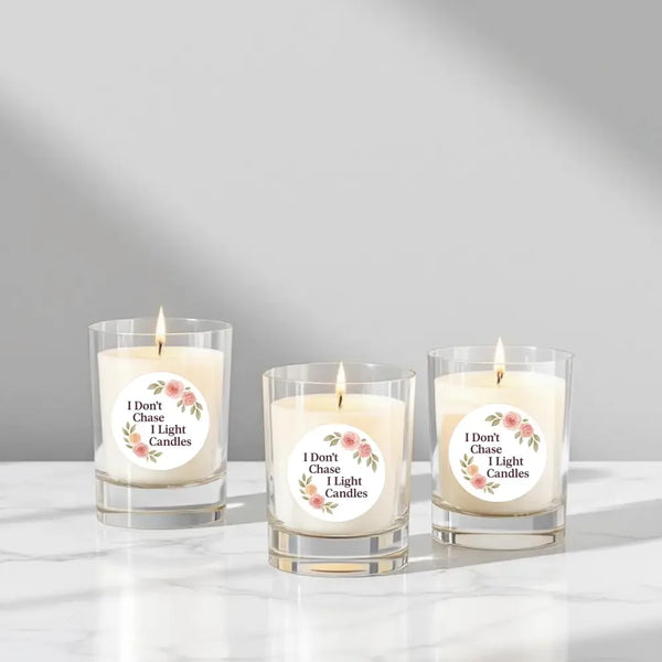 “I Don’t Chase, I Light Candles” (Floral Edition) Sticker Labels - Sticksy Prints Australia